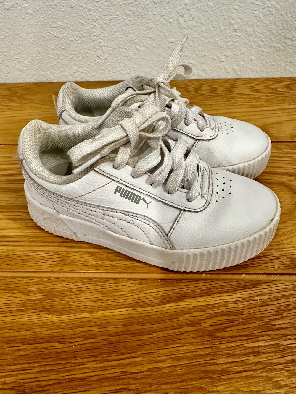 Puma White Kids Low-Top Lace-Up Sneakers